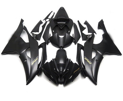 Yamaha R6 Fairings (2008-2016) Flat Black, Gold at KingsMotorcycleFairings.com