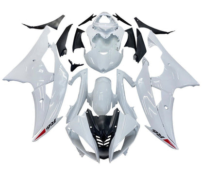 Yamaha YZF-R6 Fairings (2008-2016) Gloss White, Red Triangle at KingsMotorcycleFairings.com