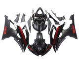 Yamaha R6 Fairings (2008-2016) Matte Black, Gloss Black, Red Stripe at KingsMotorcycleFairings.com