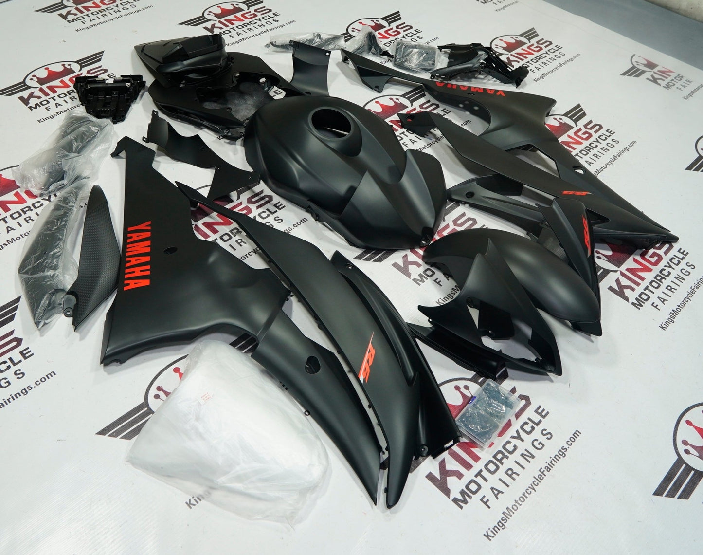 Yamaha R6 Fairings (2008-2016) Matte Black, Red at KingsMotorcycleFairings.com