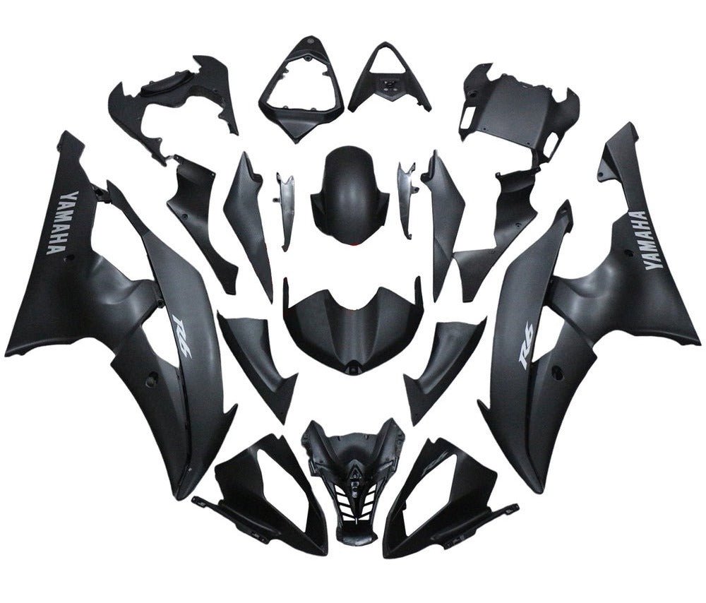 Yamaha R6 Fairings (2008-2016) Matte Black, Silver at KingsMotorcycleFairings.com