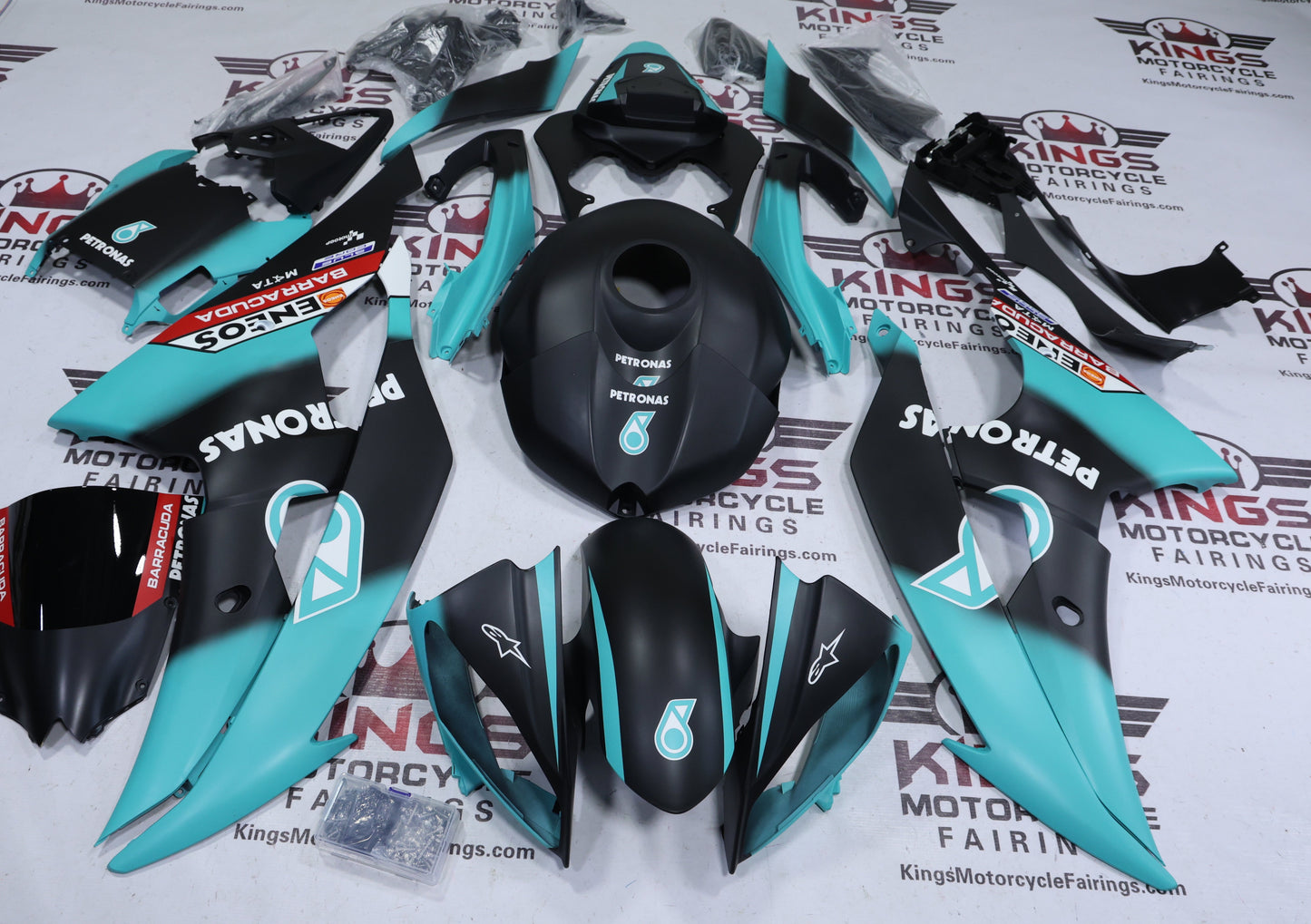 Yamaha YZF-R6 Fairings (2008-2016) Matte Black, Turquoise Petronas Fairings at KingsMotorcycleFairings.com