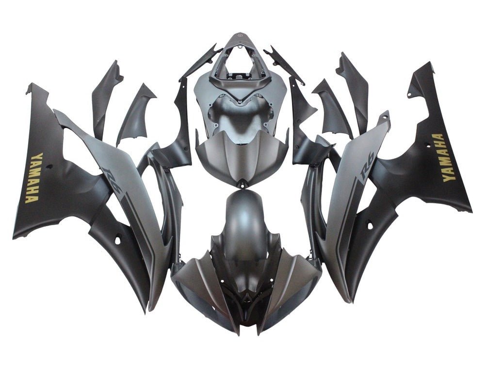Yamaha R6 Fairings (2008-2016) Matte Gray, Black, Gold at KingsMotorcycleFairings.com
