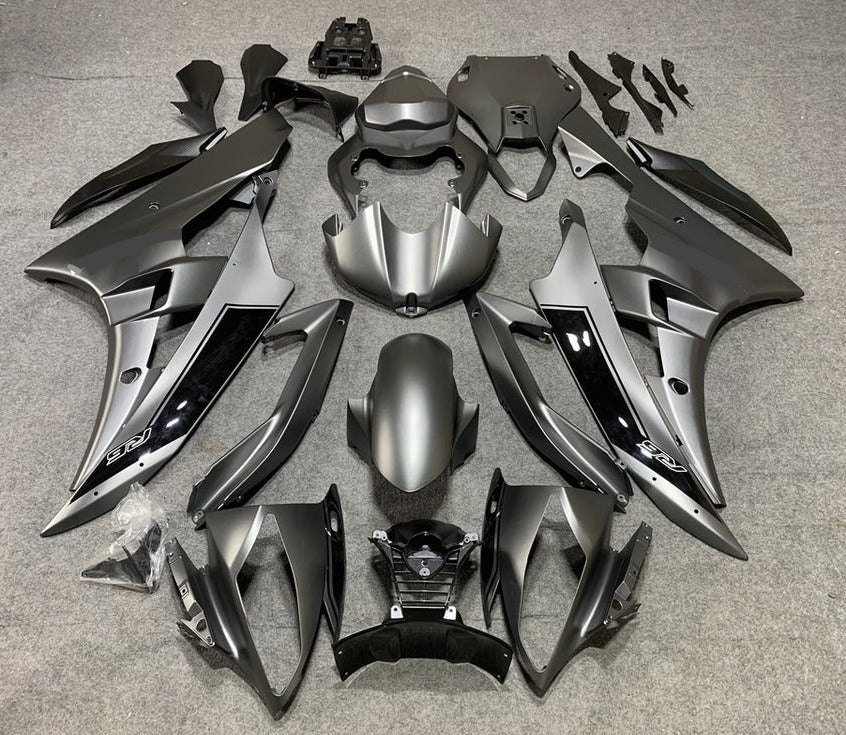 Yamaha R6 Fairings (2008-2016) Matte Gray, Gloss Black at KingsMotorcycleFairings.com