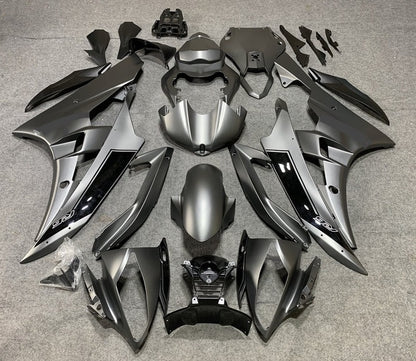 Yamaha R6 Fairings (2008-2016) Matte Gray, Gloss Black at KingsMotorcycleFairings.com