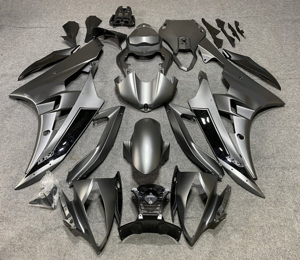 Yamaha YZF-R6 Fairings (2008-2016) Matte Gray, Gloss Black at KingsMotorcycleFairings.com
