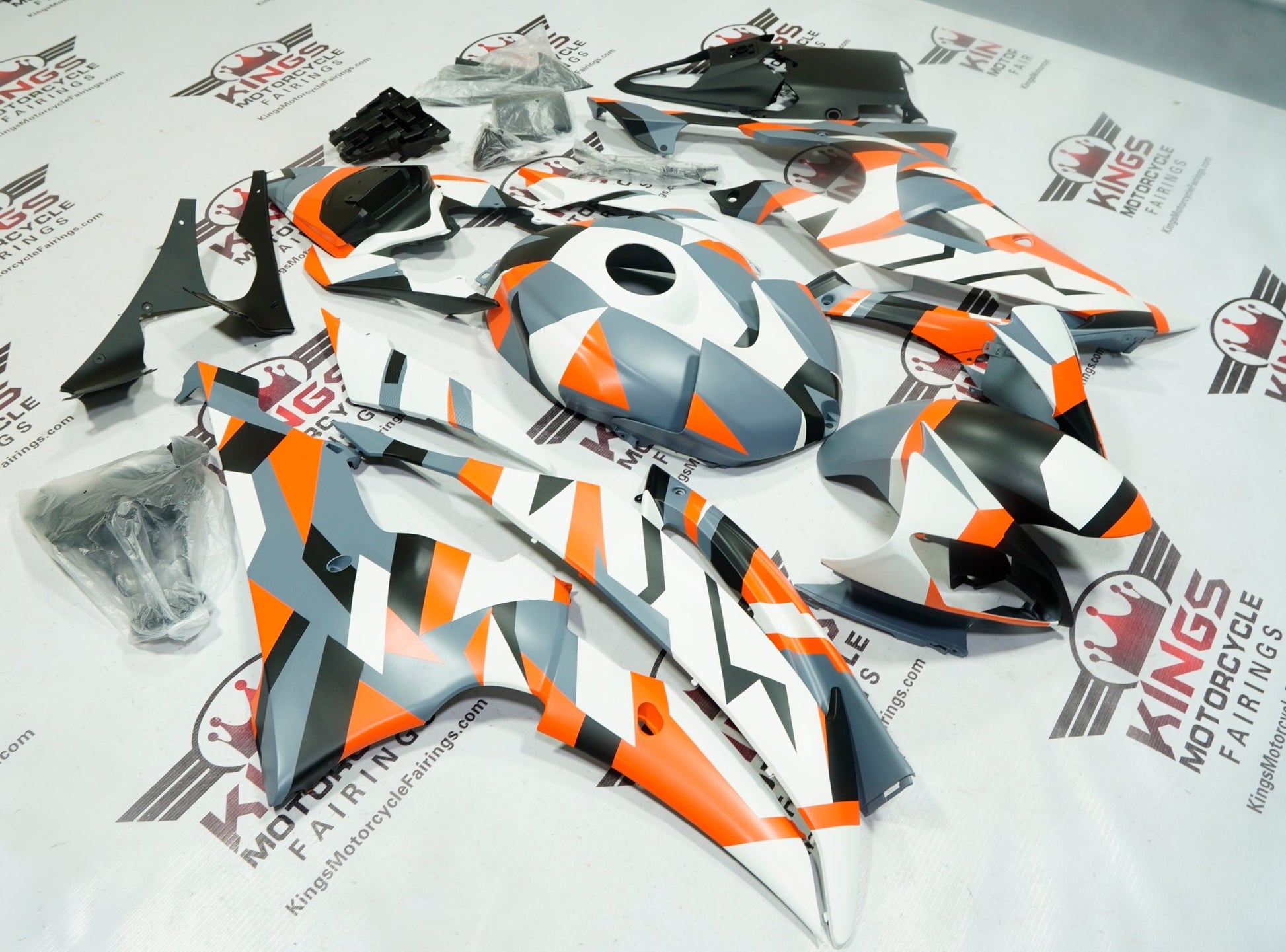 Yamaha YZF-R6 Fairings (2008-2016) Matte Orange, White, Black, Gray Camouflage at KingsMotorcycleFairings.com