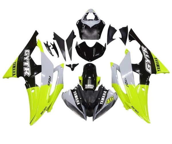 Yamaha YZF-R6 Fairings (2008-2016) Neon Yellow, Black, Gray at KingsMotorcycleFairings.com