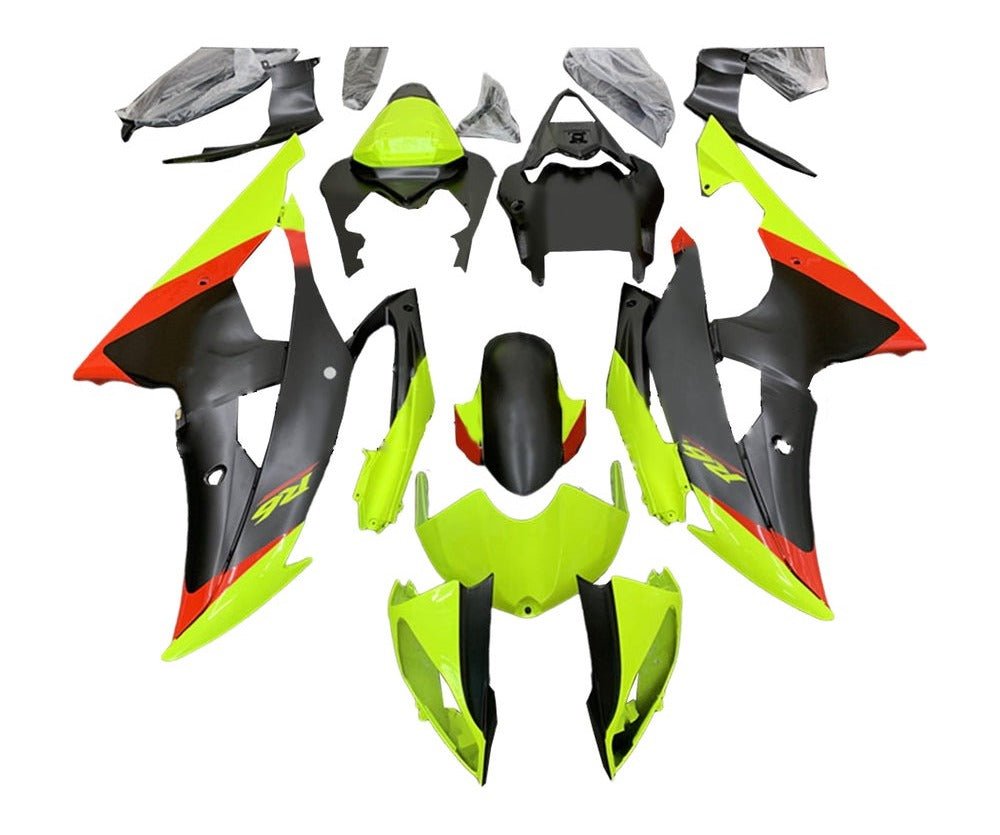 Yamaha YZF-R6 Fairings (2008-2016) Neon Yellow, Red, Matte Black at KingsMotorcycleFairings.com