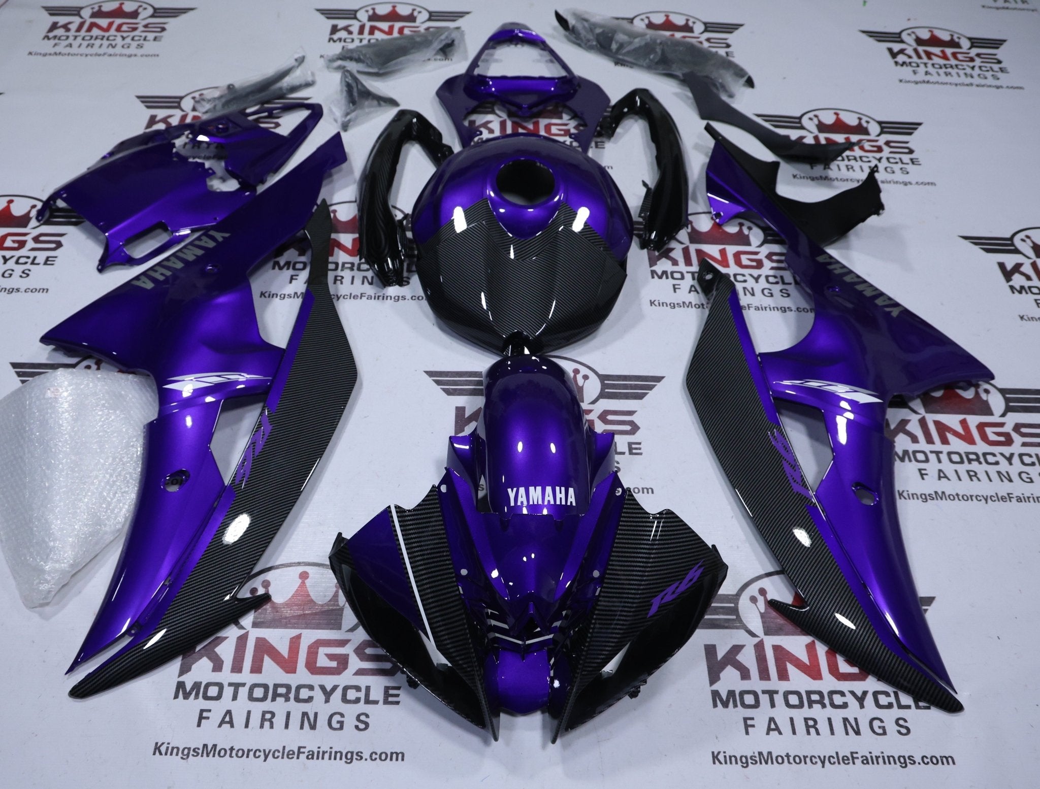 Yamaha R6 Fairings (2008-2016) Purple, Carbon Fiber, White – Kings ...