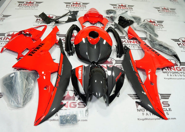 Yamaha YZF-R6 Fairings (2008-2016) Red, Faux Carbon Fiber at KingsMotorcycleFairings.com
