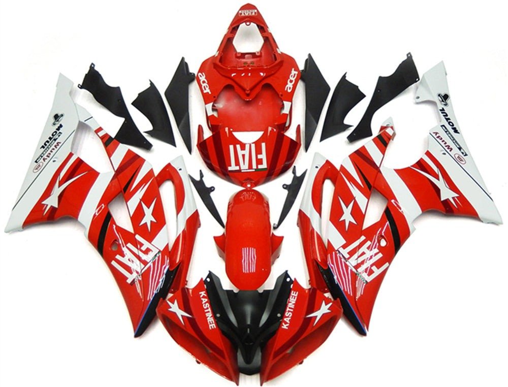 Yamaha R6 Fairings (2008-2016) Red, White Star Fiat at KingsMotorcycleFairings.com