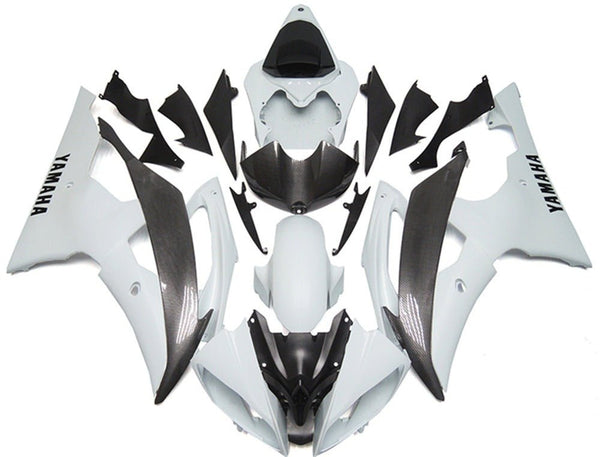 Yamaha YZF-R6 Fairings (2008-2016) White, Faux Carbon Fiber at KingsMotorcycleFairings.com