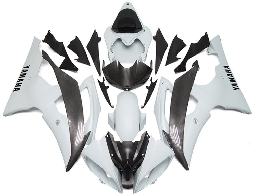 Yamaha R6 Fairings (2008-2016) White, Faux Carbon Fiber at KingsMotorcycleFairings.com
