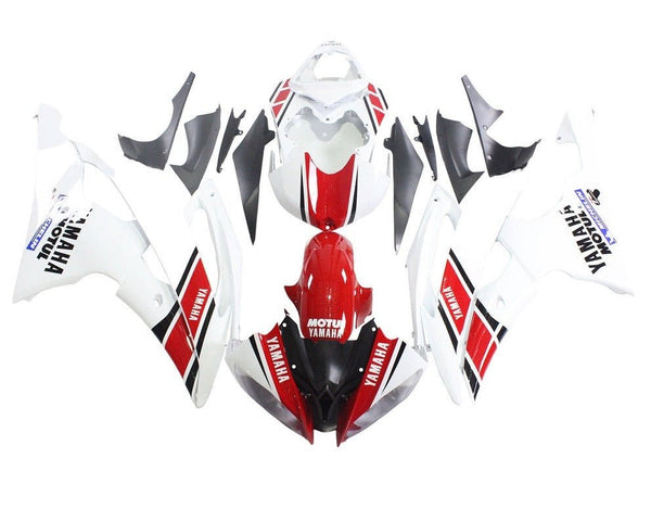 Yamaha YZF-R6 Fairings (2008-2016) White, Red, Black Stripe at KingsMotorcycleFairings.com