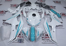 Yamaha YZF-R6 Fairings (2008-2016) White, Turquoise Stripes at KingsMotorcycleFairings.com