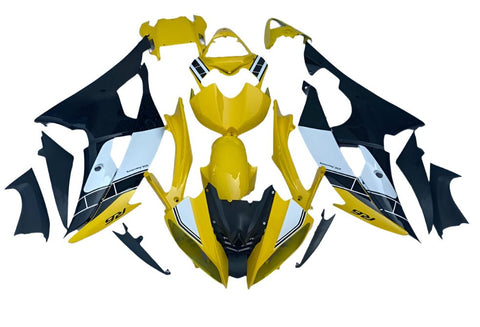 Yamaha YZF-R6 Fairings (2008-2016) Yellow, Black, White Stripe at KingsMotorcycleFairings.com