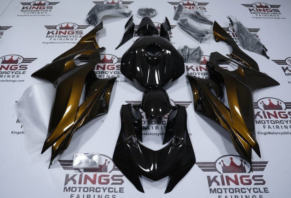 Yamaha YZF-R6 Fairings (2017-2022) Black, Dark Gold at KingsMotorcycleFairings.com