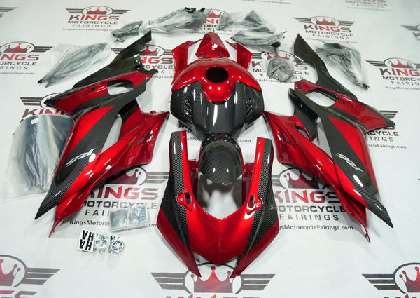 Yamaha YZF-R6 Fairings (2017-2022) Red Candy, Faux Carbon Fiber at KingsMotorcycleFairings.com