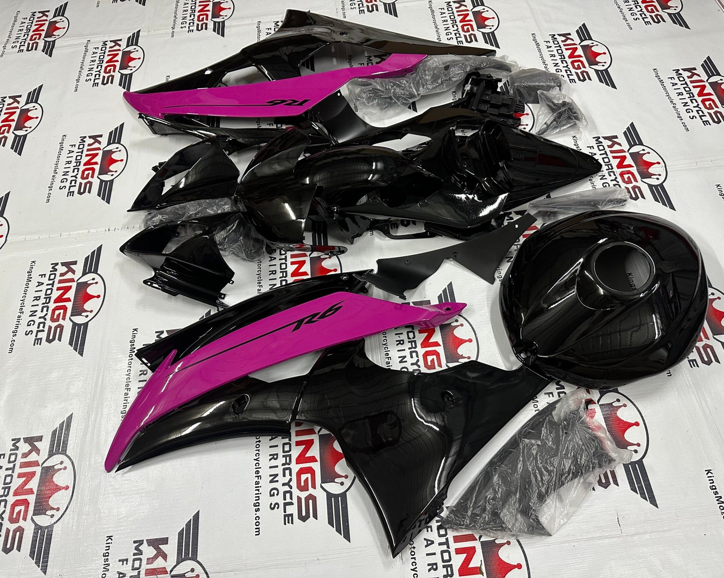 Yamaha YZF-R6 (2008-2016) Black & Pink Fairings at KingsMotorcycleFairings.com