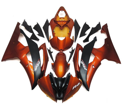 Yamaha R6 (2008-2016) Dark Candy Orange, Matte Black Fairings at KingsMotorcycleFairings.com