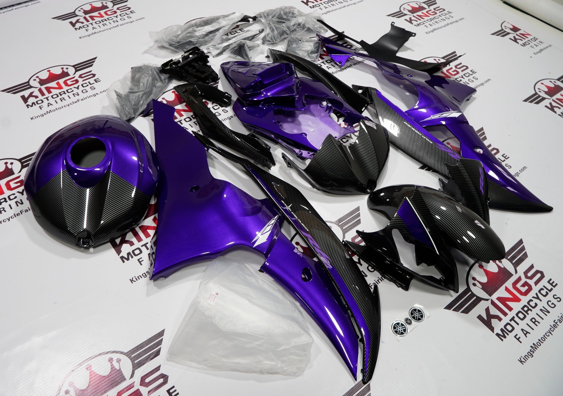 Yamaha YZF-R6 (2008-2016) Faux Carbon Fiber & Dark Purple Fairings at KingsMotorcycleFairings.com