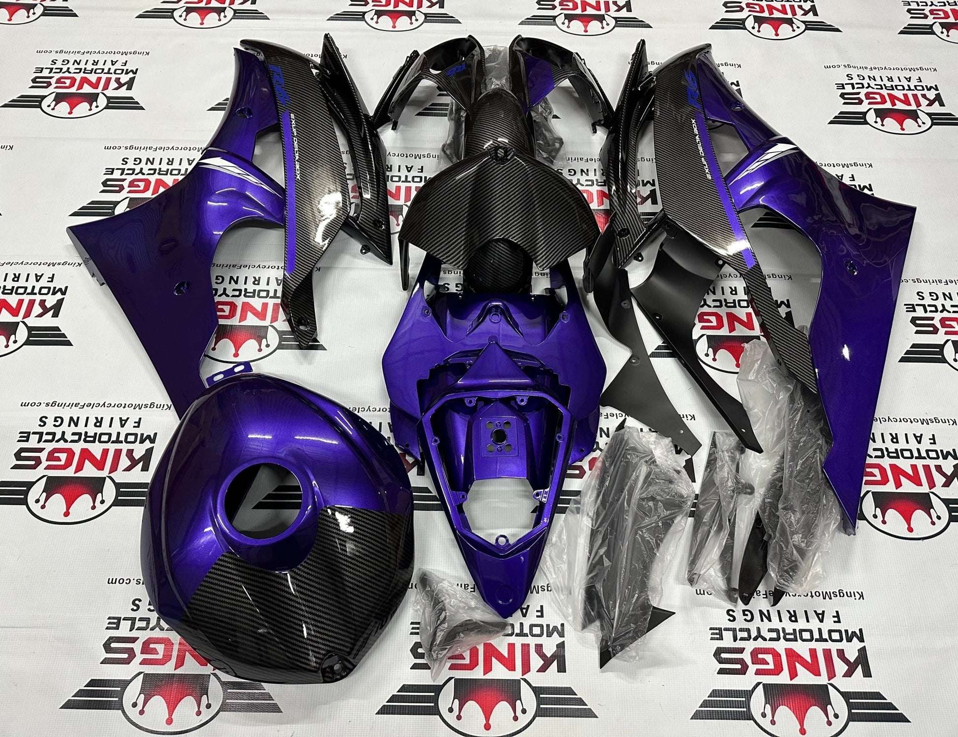 Yamaha R6 (2008-2016) Faux Carbon Fiber, Dark Purple Fairing kit at KingsMotorcycleFairings.com