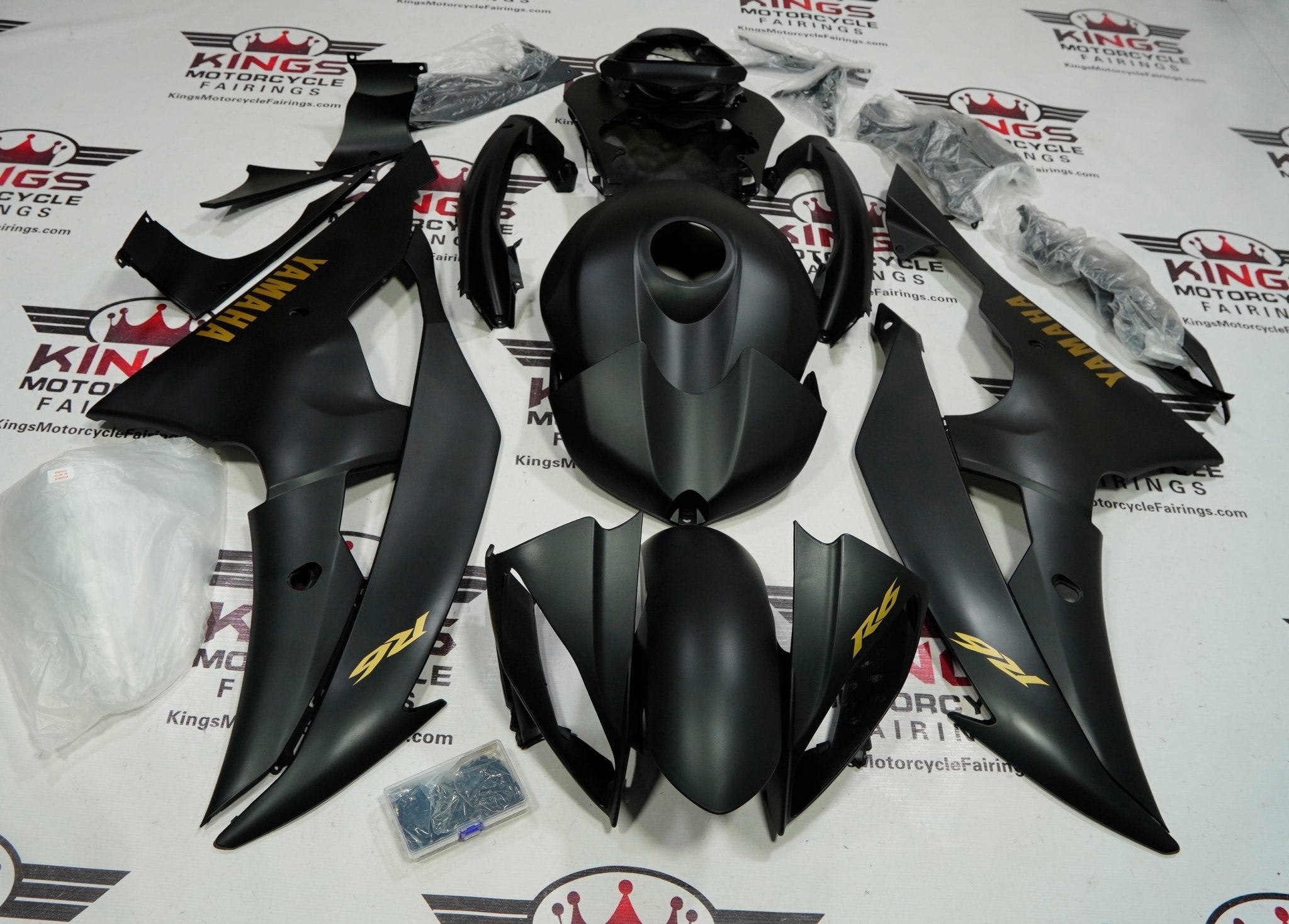 Fairings| Yamaha R6 (2008-2016) Matte Black, Gold | Kings – Kings ...