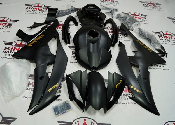 Yamaha R6 Fairings (2008-2016) Matte Black, Gold Fairings at KingsMotorcycleFairings.com