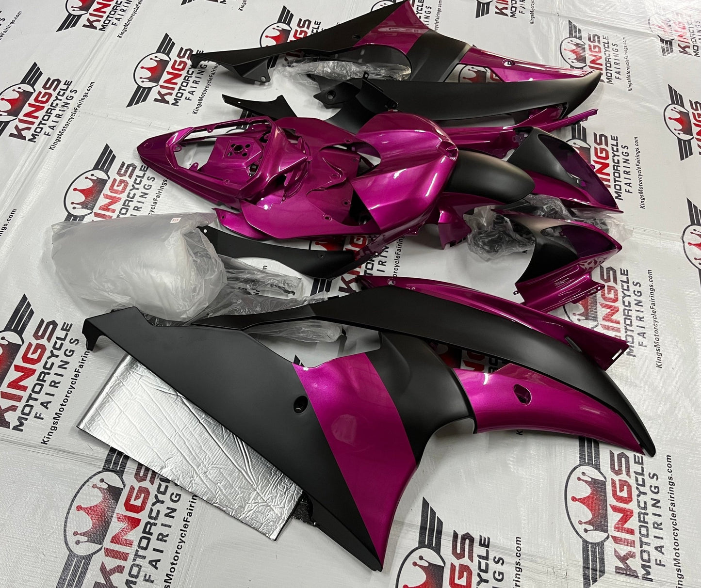 Yamaha YZF-R6 (2008-2016) Pink & Matte Black Fairings at KingsMotorcycleFairings.com