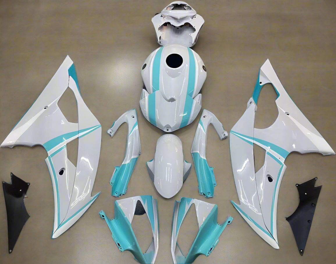 Yamaha YZF-R6 (2008-2016) White, Mint Blue Fairings at KingsMotorcycleFairings.com