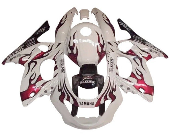 Yamaha YZF600R Thundercat (1998-2007) White, Dark Red Flames at KingsMotorcycleFairings.com