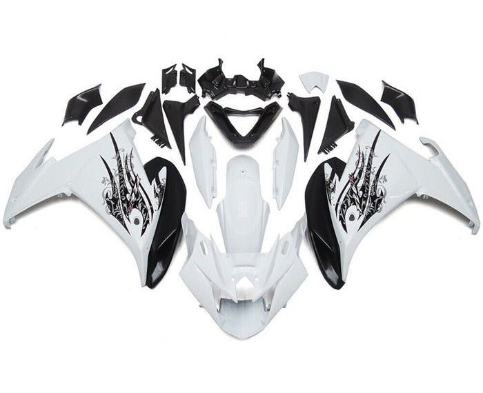 Yamaha FZ6R Fairings (2009-2015) White, Black Tribal from KingsMotorcycleFairings.com