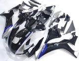 Yamaha R1M Fairings (2020-2025) Black, Silver, Blue Stripe at KingsMotorcycleFairings.com