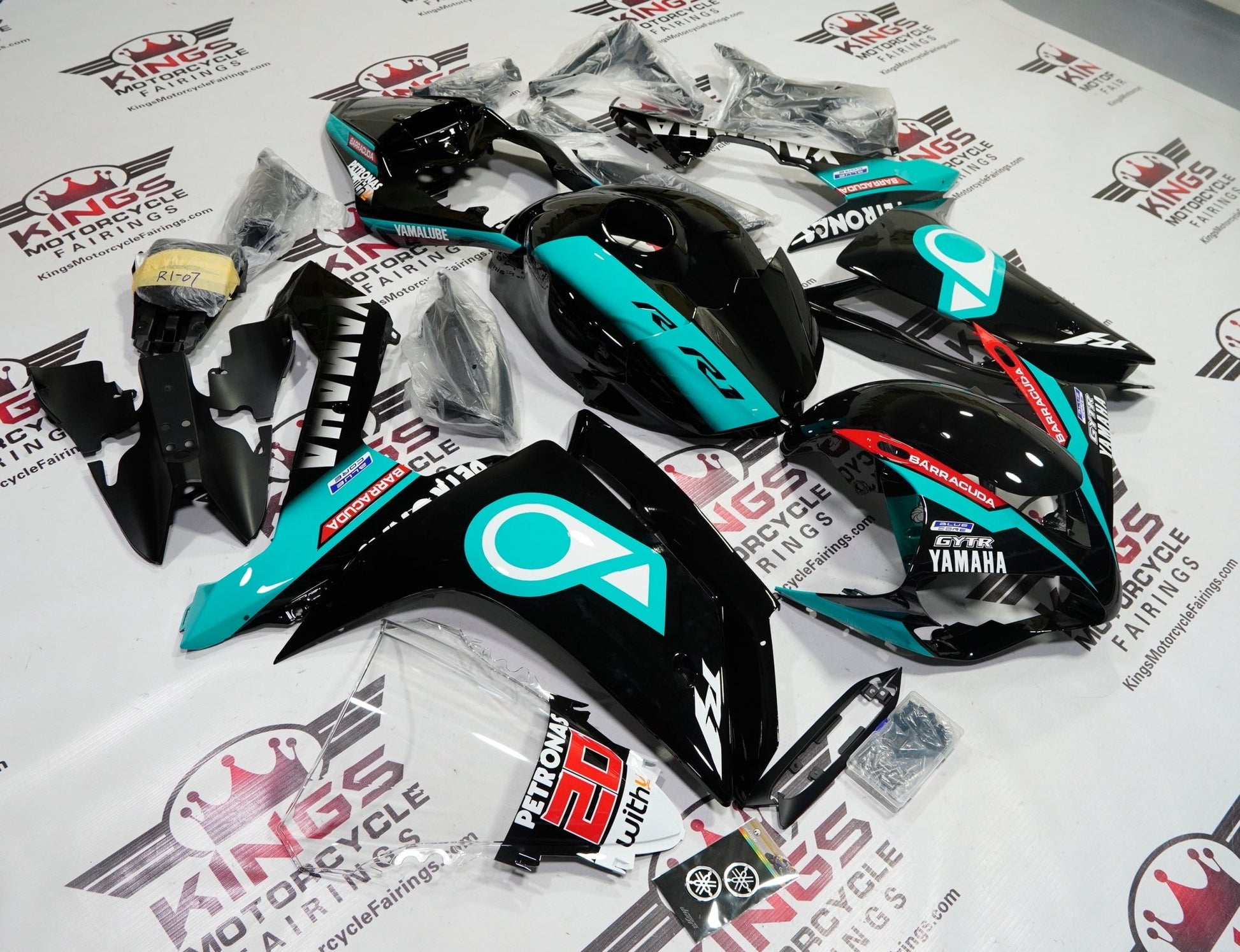 Yamaha R1 Fairing Kit (2007-2008) Black Petronas at KingsMotorcycleFairings.com