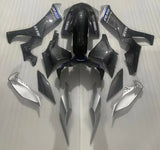 Yamaha R1 Fairing Kit (2020-2025) Faux Carbon Fiber, Silver, Blue at KingsMotorcycleFairings.com
