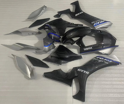 Yamaha R1 Fairing Set (2020-2025) Faux Carbon Fiber, Silver, Blue at KingsMotorcycleFairings.com
