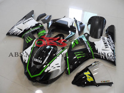 Yamaha R1 Fairings (2000-2001) Black, White Monster 14 from KingsMotorcycleFairings.com