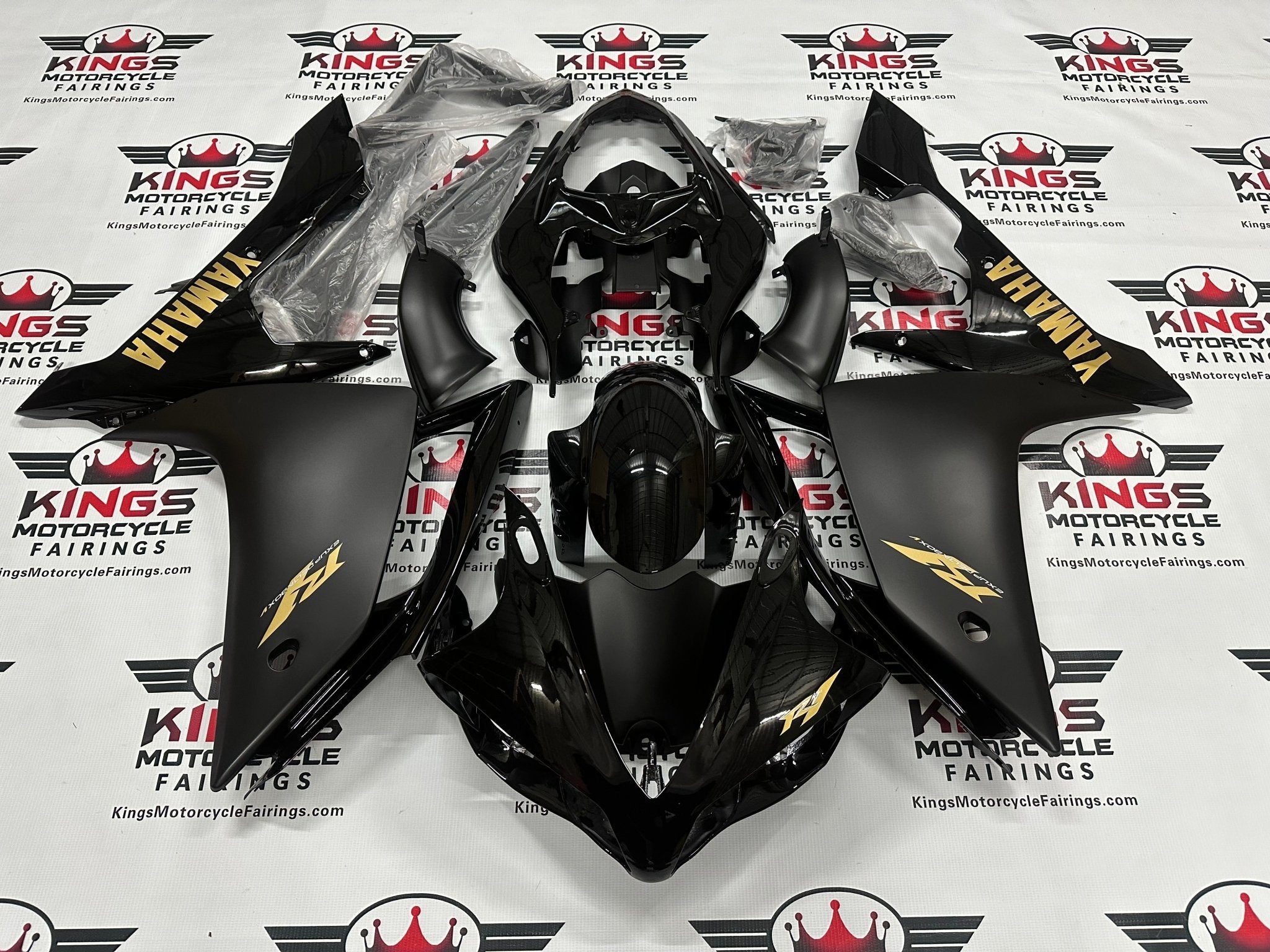 Yamaha R1 Fairings (2007-2008) Black, Matte Black, Gray, Gold at KingsMotorcycleFairings.com