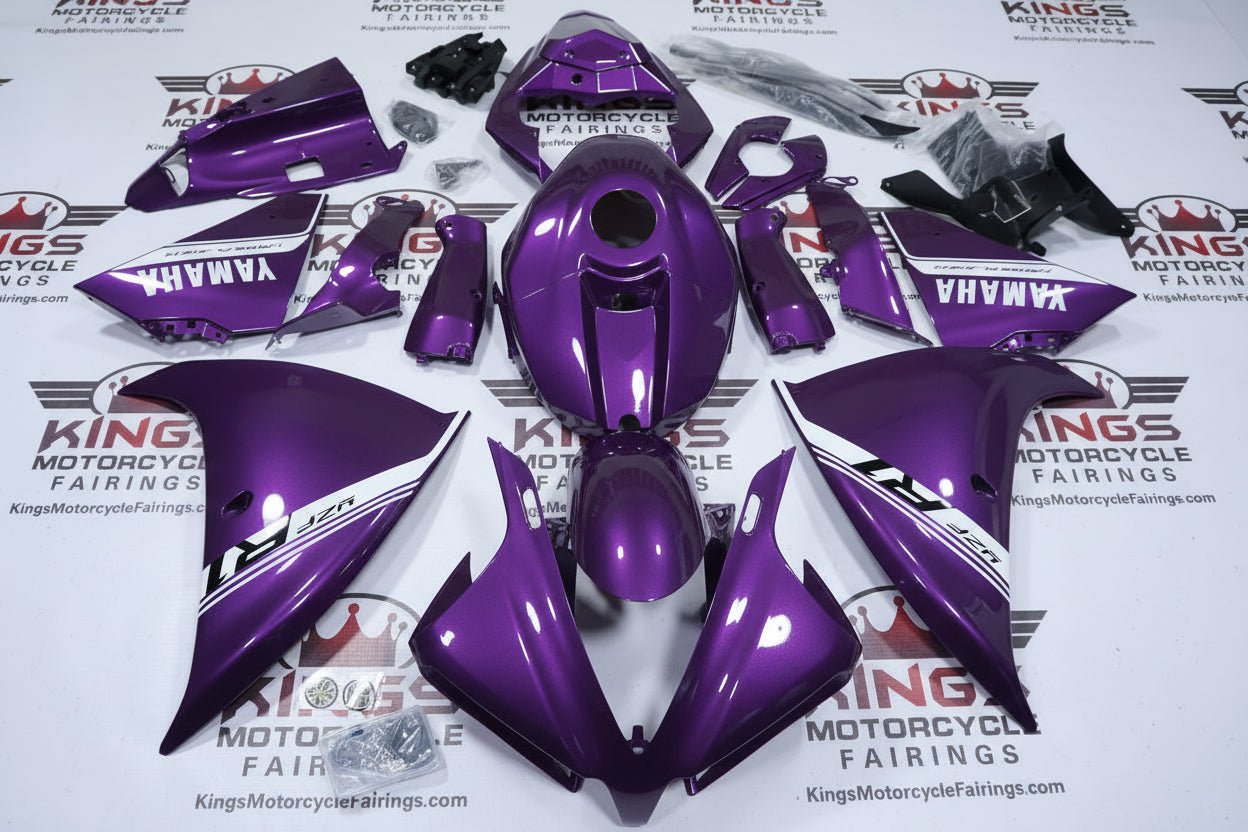 Yamaha R1 Fairings (2012-2014) Purple, White Stripe at KingsMotorcycleFairings.com