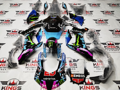 Yamaha R1 Fairings (2015-2019) Black, Pink, Blue Monster from KingsMotorcycleFairings.com