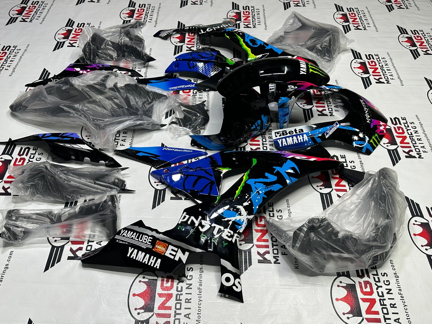 Yamaha R1 Fairings (2020-2025) Black, Blue Monster at KingsMotorcycleFairings.com