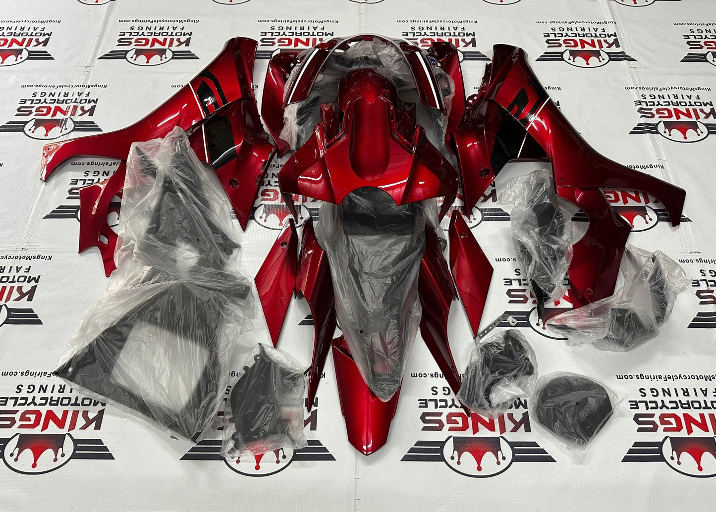 Yamaha R1 Fairings (2020-2025) Candy Red, White, Black at KingsMotorcycleFairings.com