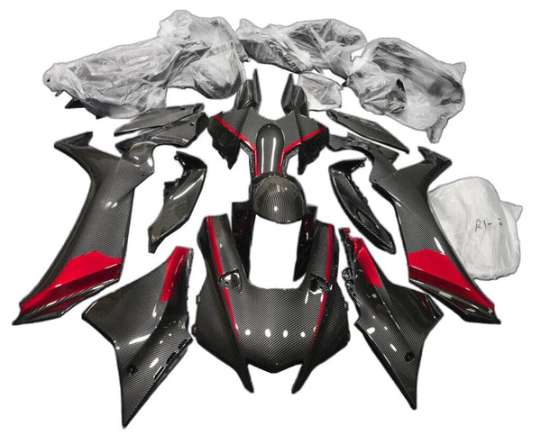 Yamaha R1 Fairings (2020-2025) Faux Carbon Fiber, Candy Red at KingsMotorcycleFairings.com