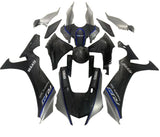 Yamaha R1 Fairings (2020-2025) Faux Carbon Fiber, Silver, Blue at KingsMotorcycleFairings.com