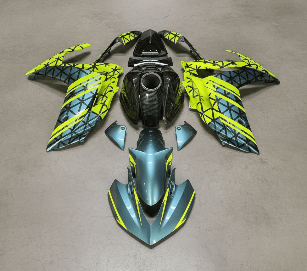 Yamaha R3 Fairings (2015-2018) Teal, Yellow, Carbon Fiber – Kings ...