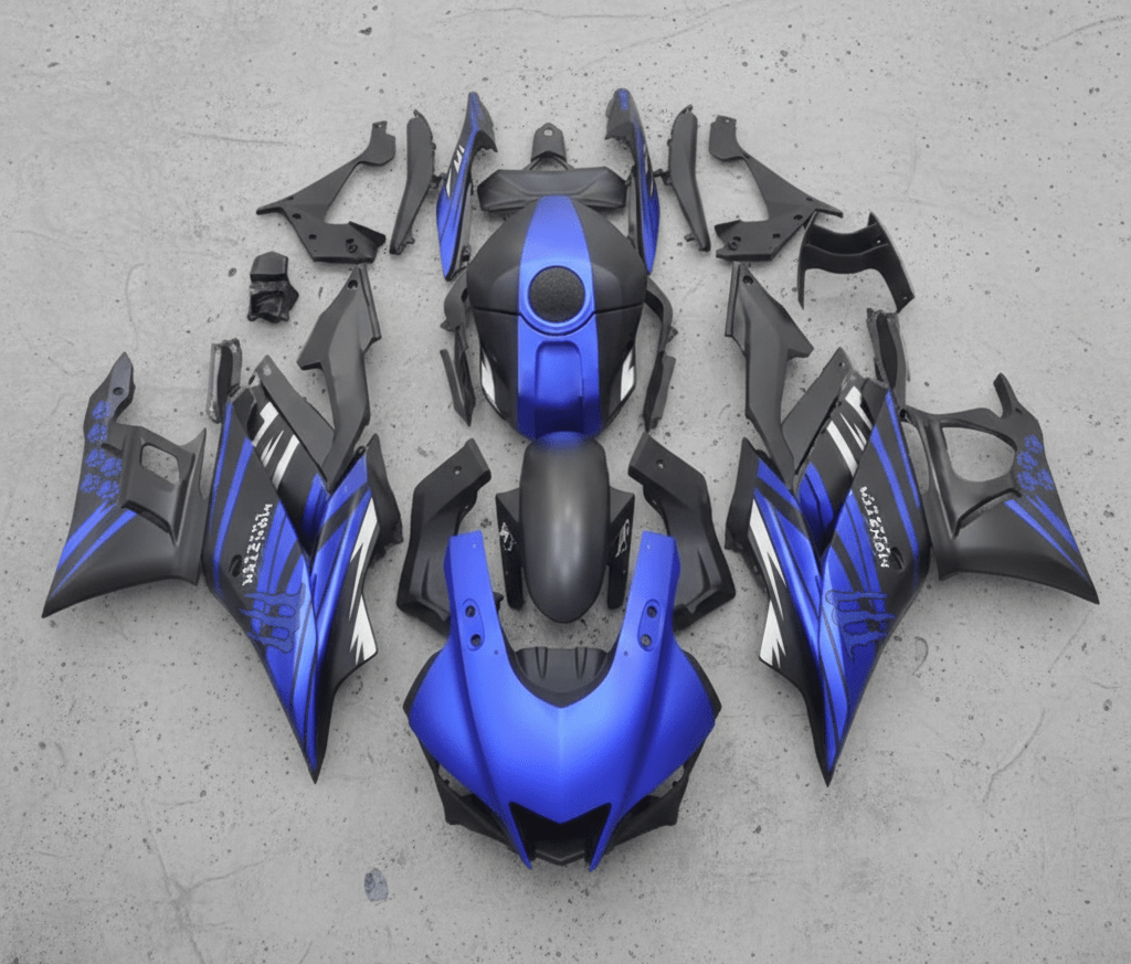 Yamaha R3 Fairing Set (2022-2024) Matte Blue, Matte Black, Monster at KingsMotorcycleFairings.com