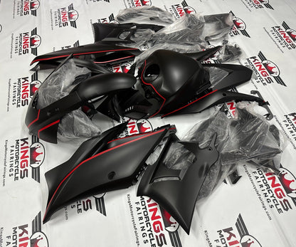 Yamaha R3 Fairing kit (2019-2021) Matte Black, Red Stripe at KingsMotorcycleFairings.com