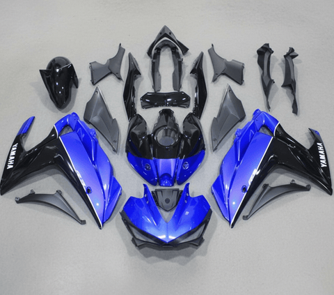 Yamaha R3 Fairings (2015-2018) Blue, Black, White Pinstripe at KingsMotorcycleFairings.com