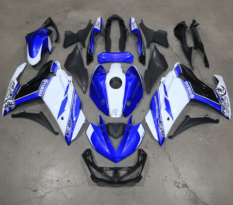 Yamaha R3 Fairings (2015-2018) Blue, White Pinstripe at KingsMotorcycleFairings.com